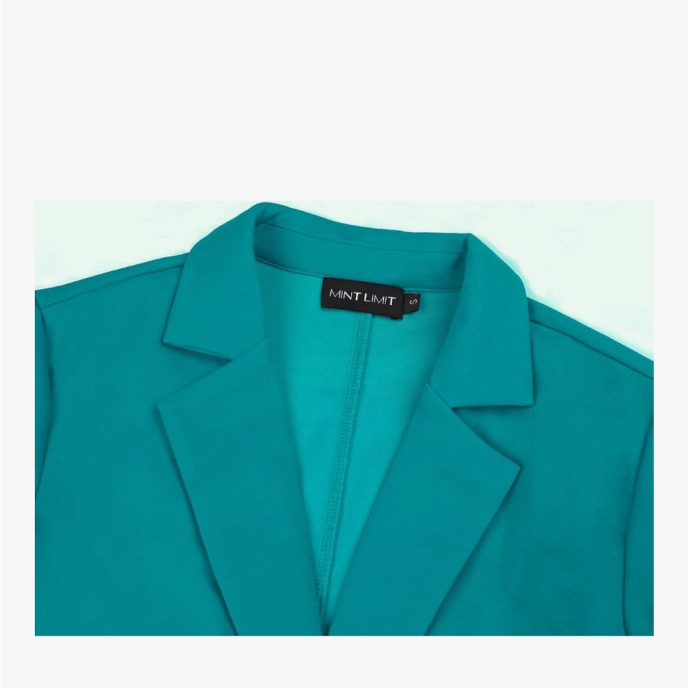 Teal Single-Button Tailored Blazer - Picture 4 of 8